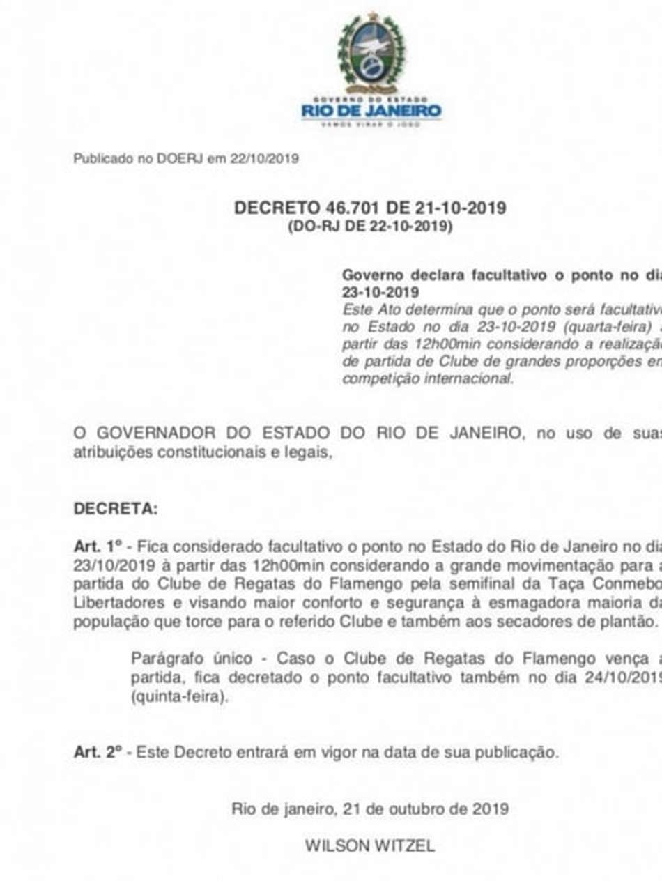 Boato de ponto facultativo em jogo do Flamengo