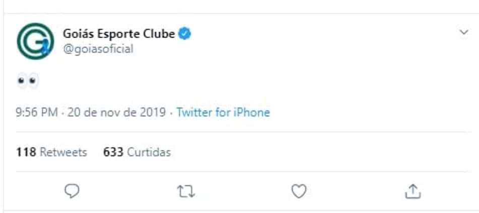 Em rede social, Goiás alfineta rival por virtual rebaixamento na Série B