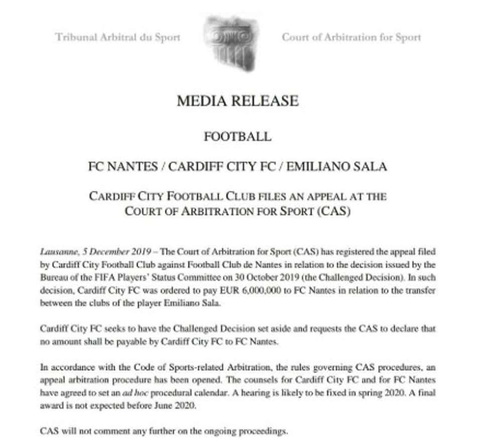 Emiliano Sala - Corte Arbitral do Esporte