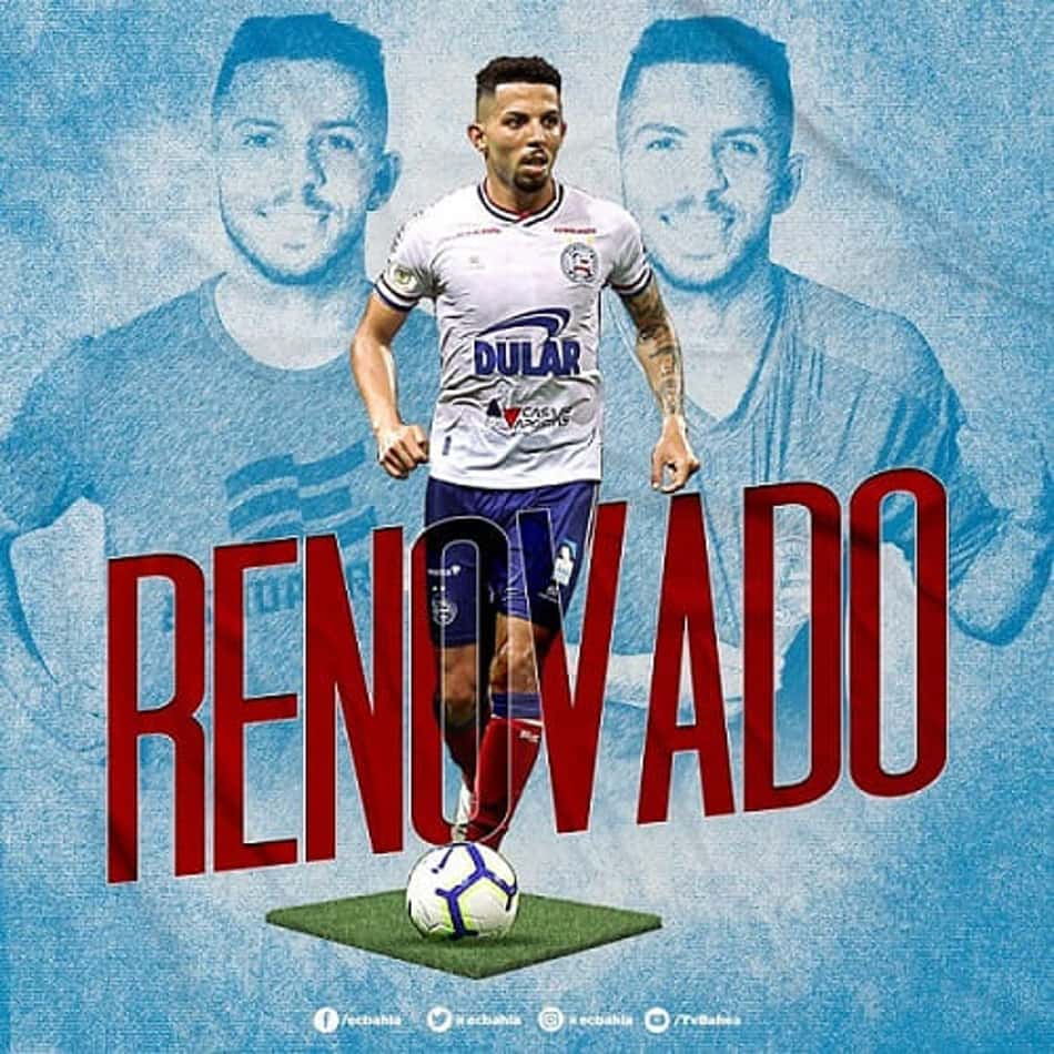 Meio-campista Flávio renova com o Bahia até 2022