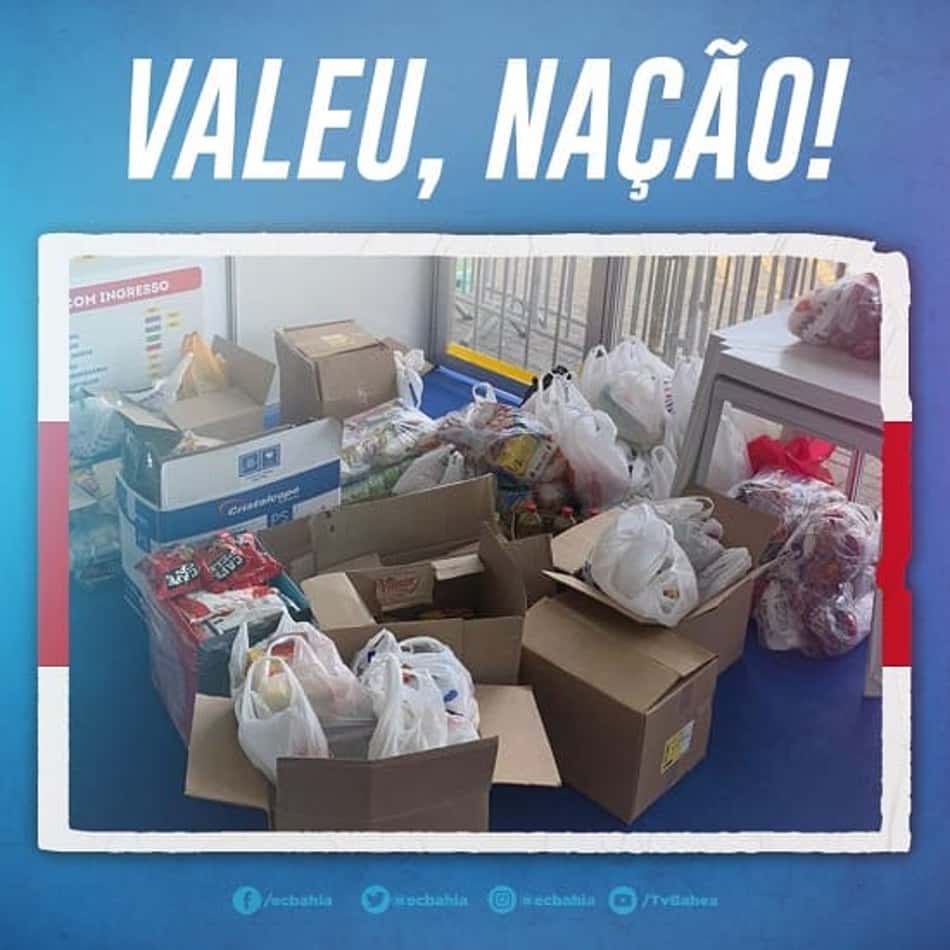 Campanha solidária do Bahia arrecada mais de 400 kg de alimentos
