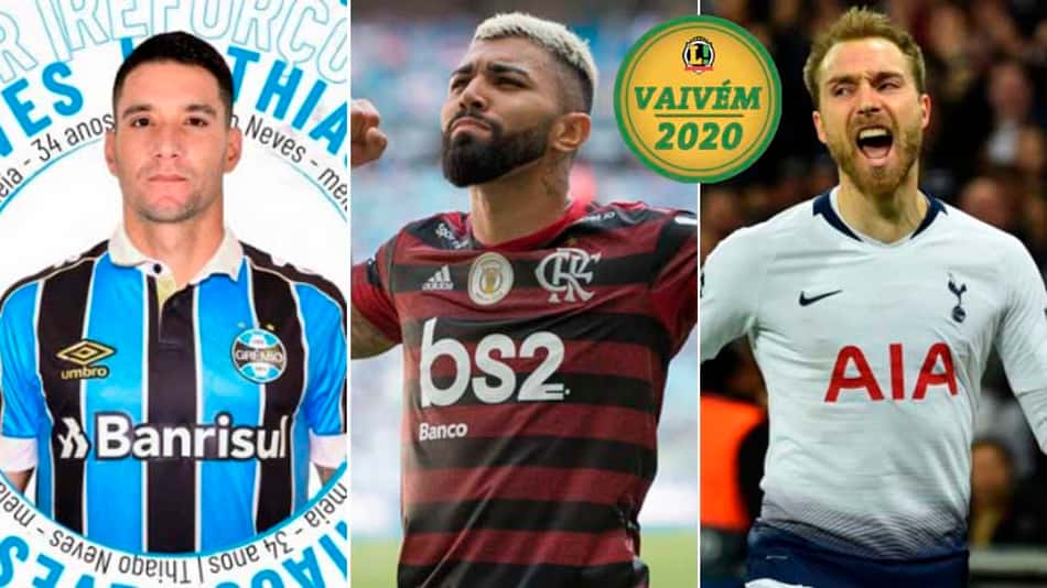 Montagem Thiago Neves Gabigol Eriksen