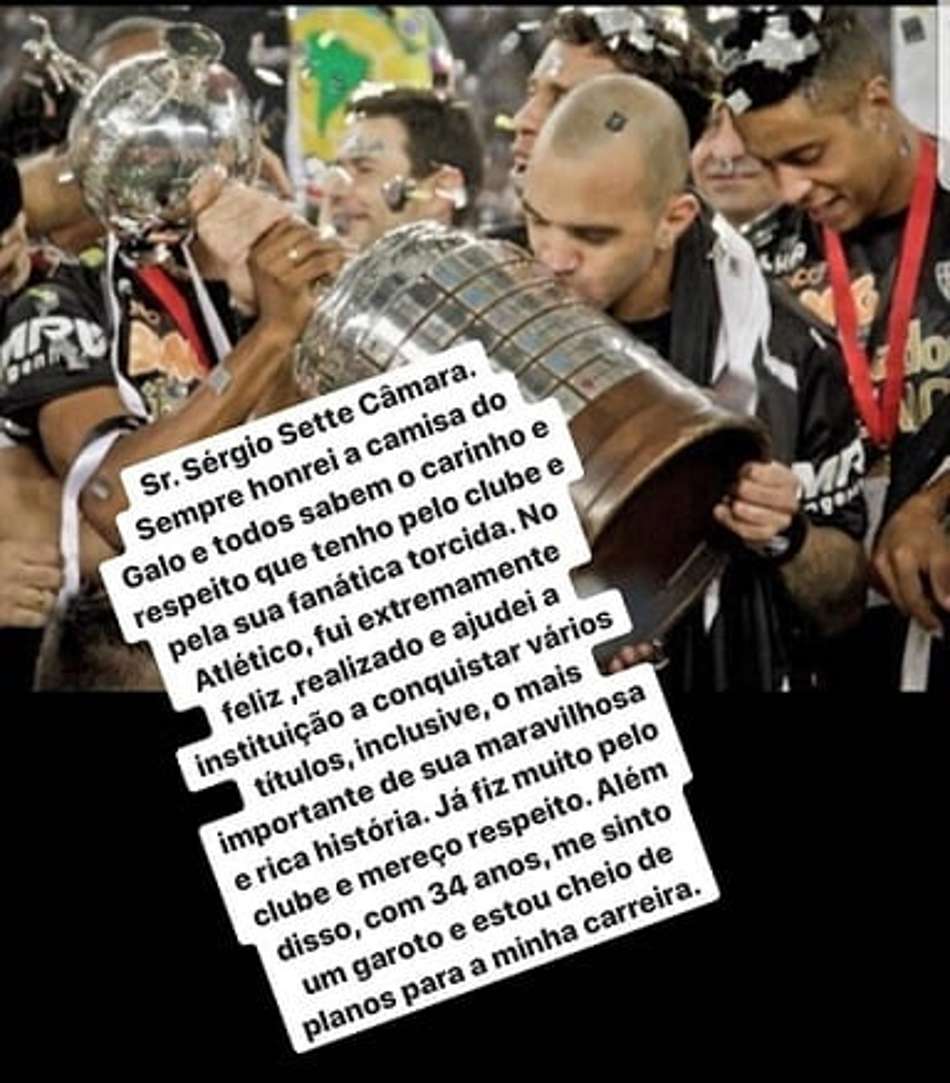 Diego Tardelli rebate presidente do Galo e pede respeito em postagem