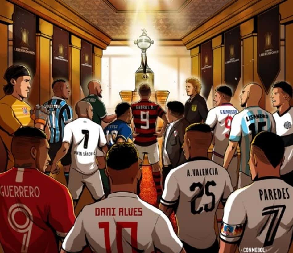 Com destaque para brasileiros, Conmebol lança ilustração da Libertadores