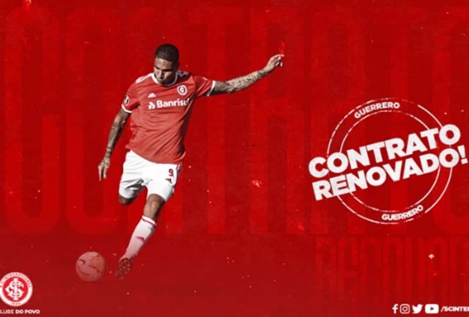 Paolo Guerrero estende contrato com o Inter até dezembro de 2021