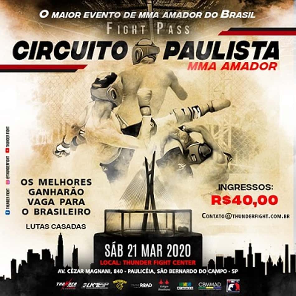 Thunder Fight promove Circuito Paulista de MMA Amador em março