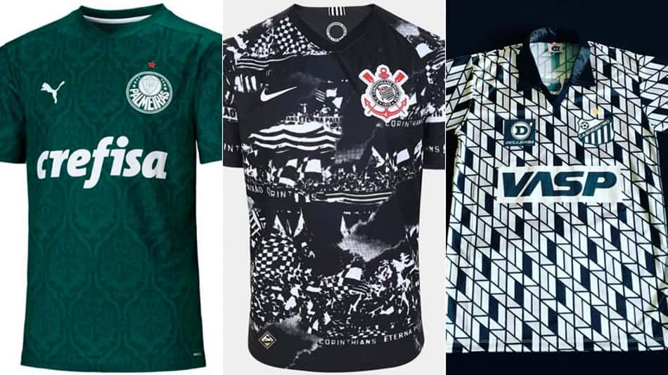 Montagem - Camisas Palmeiras, Corinthians e Bragantino