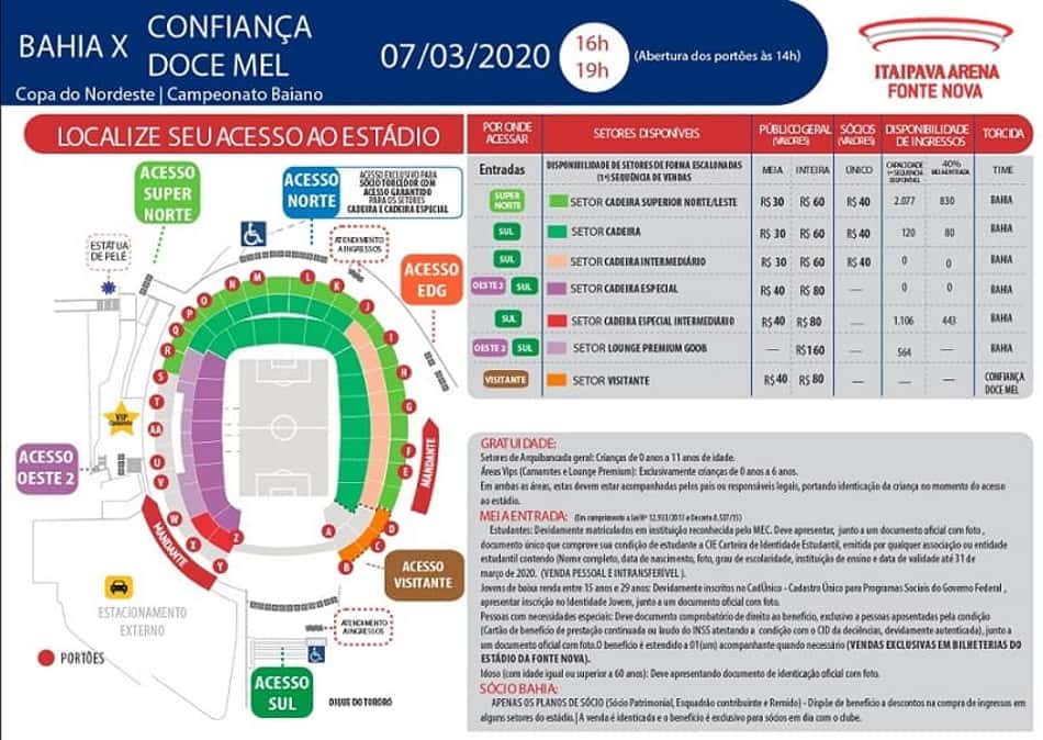 Com dois jogos no mesmo dia, Bahia faz promoção de ingressos 'dois em um'