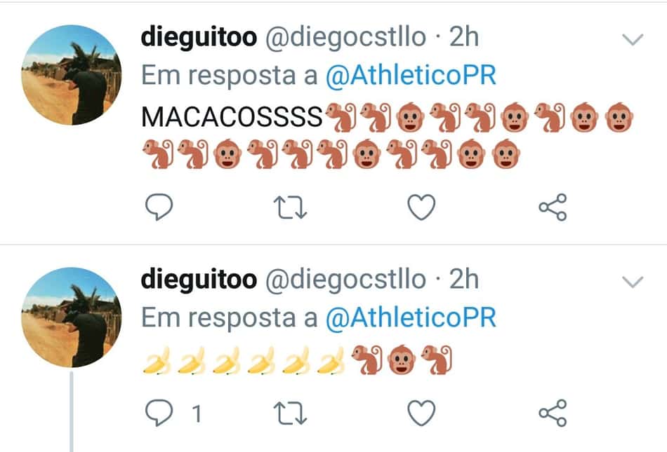 Comentários racistas de fãs do Colo-Colo são feitos na rede social do Athletico