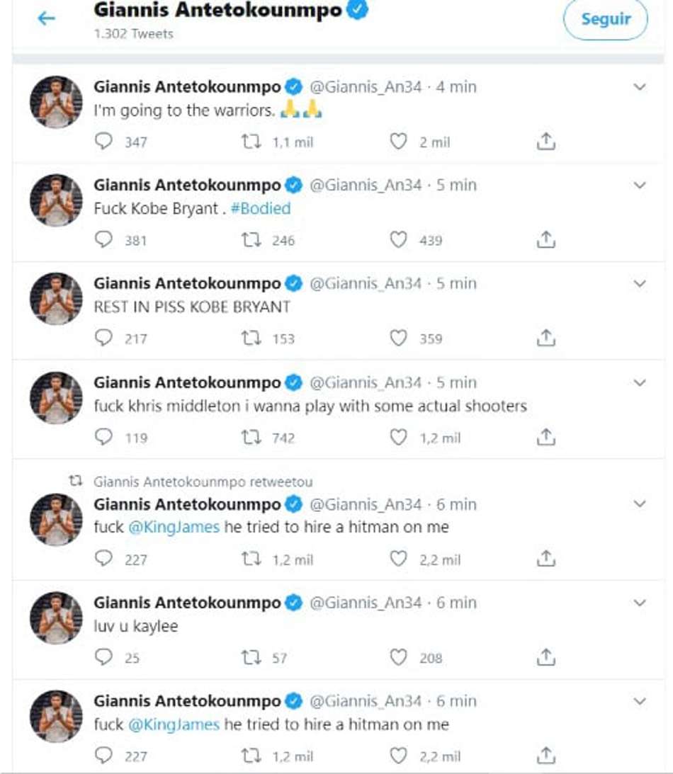 Giannis - Twitter hackeado
