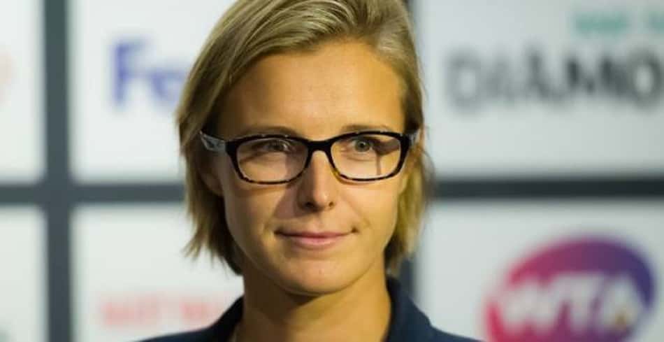 Kirsten Flipkens em festa de jogadoras da WTA