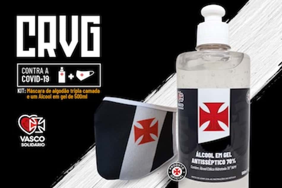 Vasco lança kit personalizado com máscara e álcool em gel