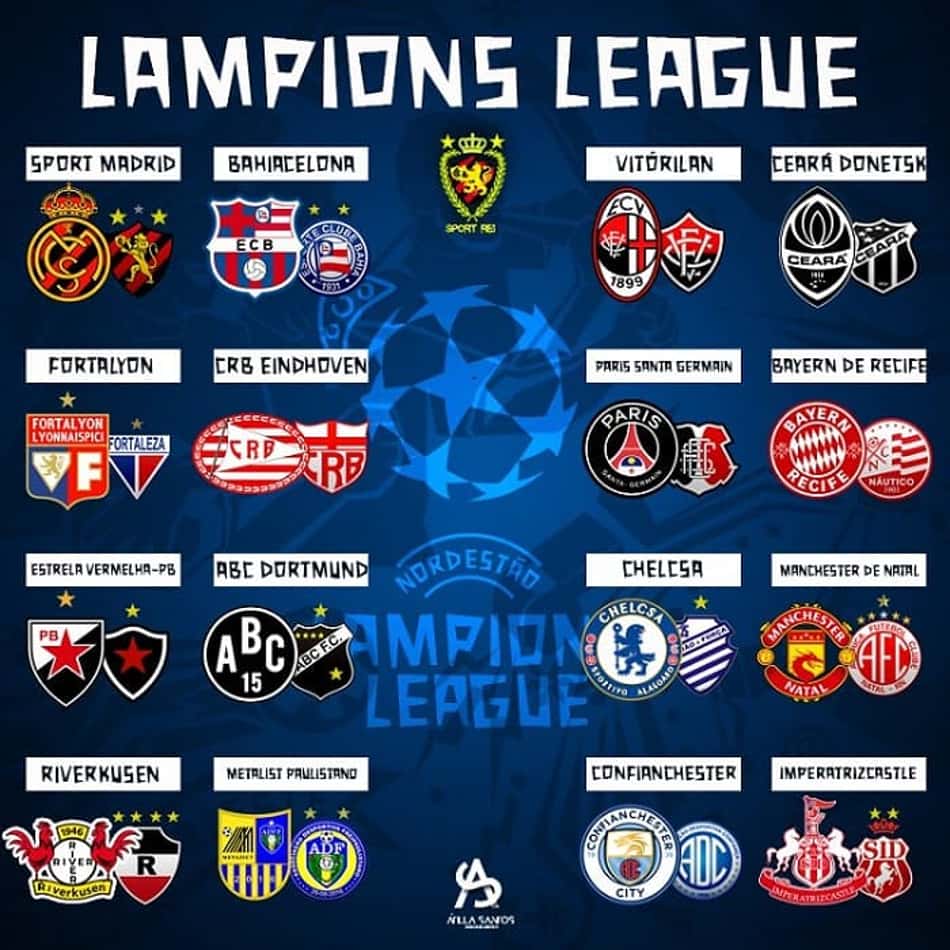 Lampions League! Designer monta 'fusão' de escudos europeus e nordestinos