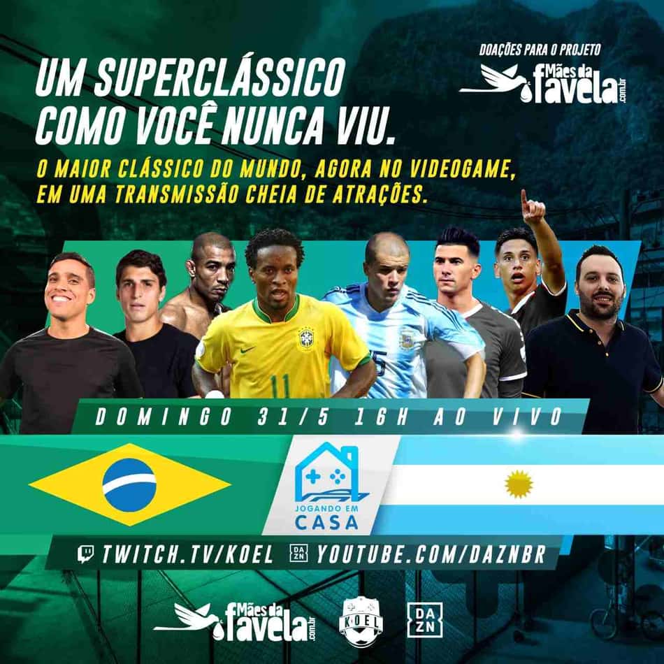 Zé Roberto e D'Alessandro promovem duelo virtual entre Brasil e Argentina