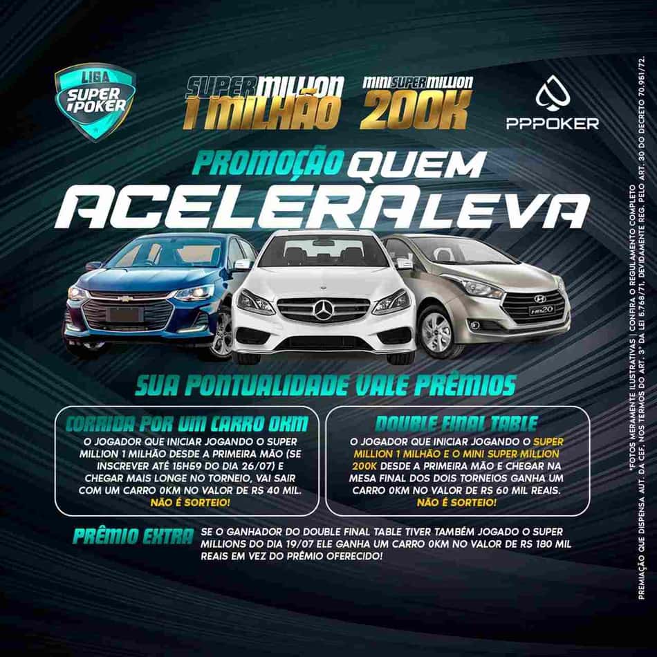Liga SuperPoker pode dar até três carros 0Km em torneios no domingo