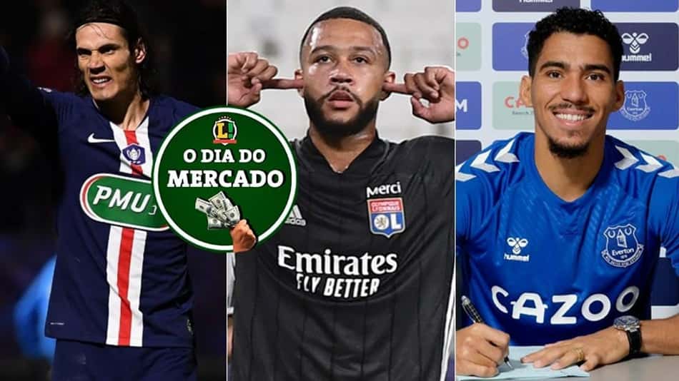 O dia do mercado: Cavani na mira de gigante da Europa, Depay próximo do Barcelona, Allan assina com o Everton…