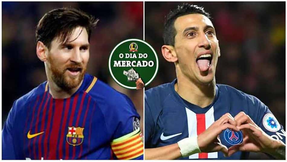 Montagem Dia do Mercado Messi Di Maria