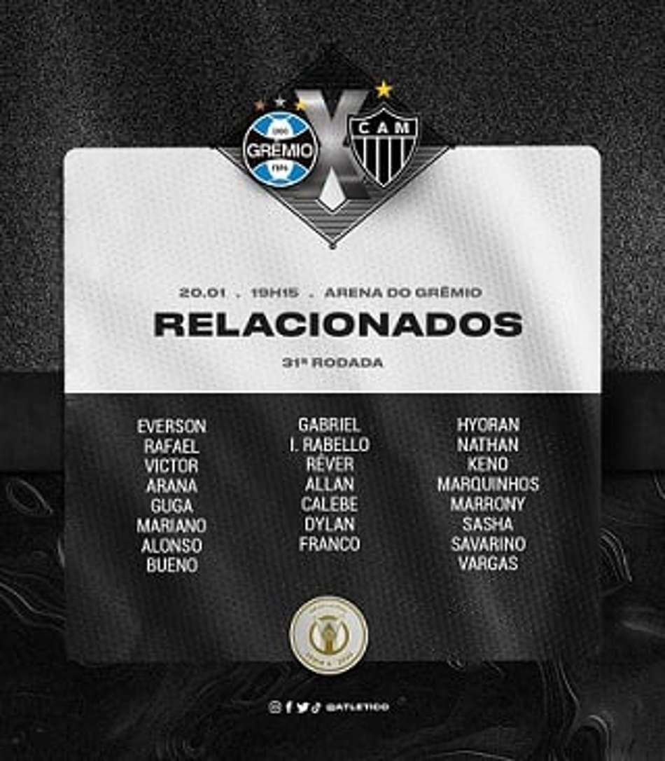 Sampaoli relaciona o Galo para encarar o Grêmio sem Tardelli