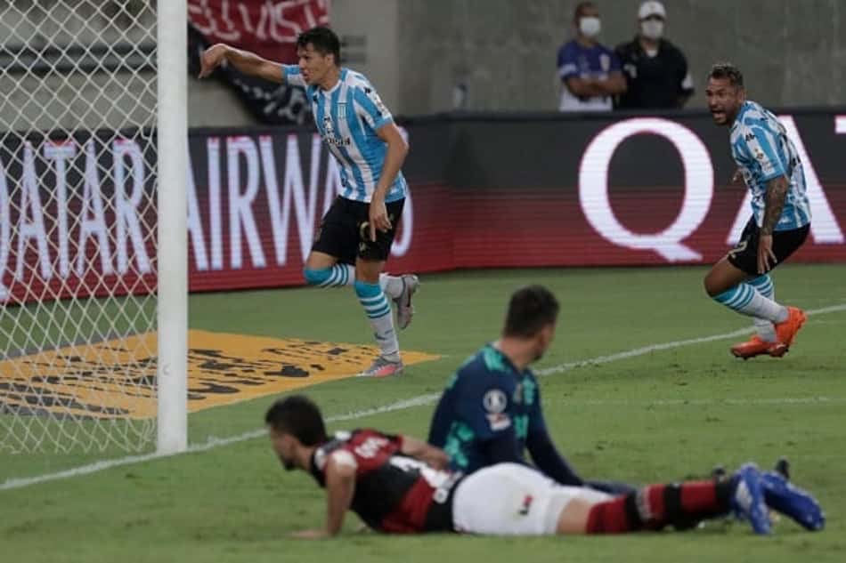 Sigali marcou um dos gols do empate em 1 a 1 entre Flamengo e Racing nas oitavas de final da Libertadores de 2020 (Foto: Antonio Lacerda/AFP)