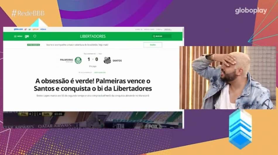 Projota descobre derrota do Santos para Palmeiras na Libertadores: 'Não acredito! Só me lasquei'