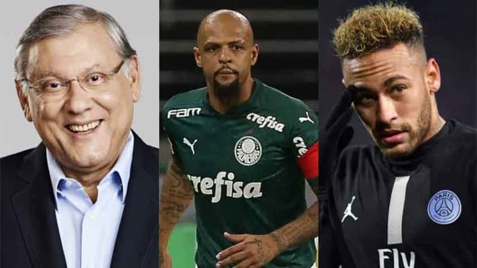 Montagem - Milton Neves, Felipe Melo e Neymar