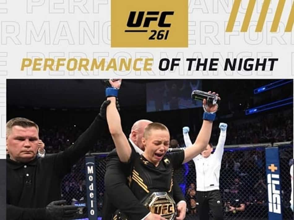 Além do cinturão, Namajunas conquistou o bônus pela atuação no UFC 261 (Foto: Reprodução/UFC)