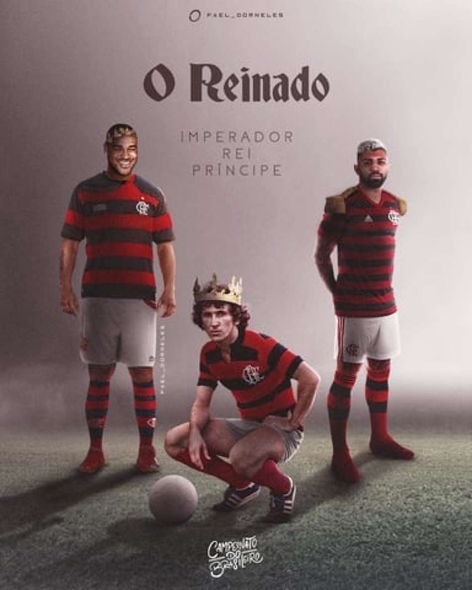 'Imperador, rei e príncipe': Ídolo do Flamengo, Adriano republica homenagem com Gabigol e Zico
