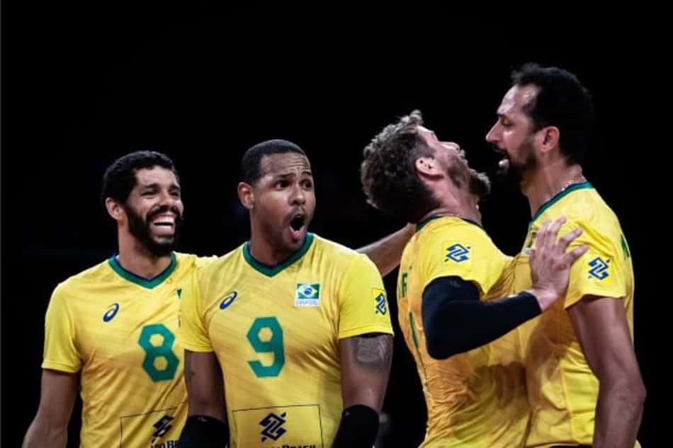 Comemoração do Brasil na final contra a Polônia
