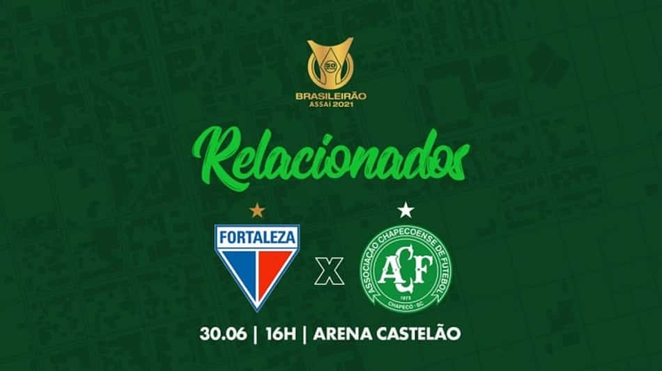 Chapecoense divulga lista de relacionados para confronto com o Fortaleza