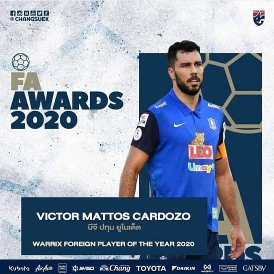 Zagueiro Victor Cardozo é eleito o melhor estrangeiro da Thai League