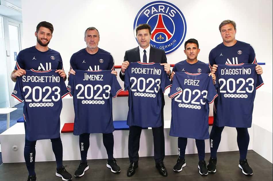 Mauricio Pochettino e seus auxiliares - PSG