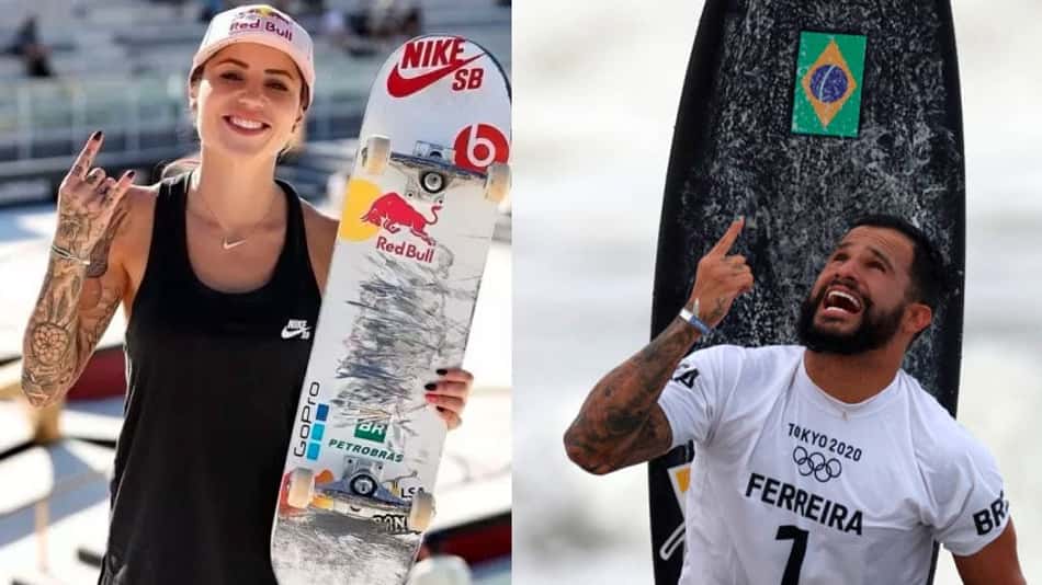 skatista Leticia Bufoni e o surfista Ítalo Figueiredo