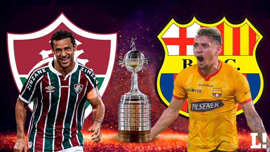 Fred, do Fluminense e do Carlos Garcés, do Barcelona de Guayaquil