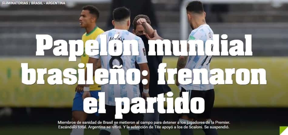 Imprensa argentina repercute paralisação em jogo das Eliminatórias: 'Papelão brasileiro'