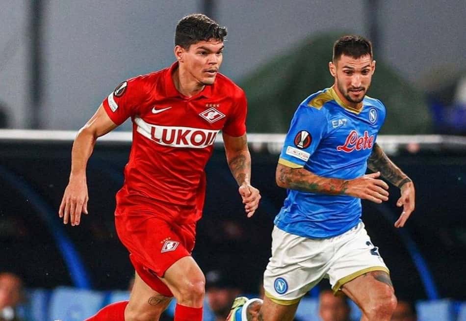 Ayrton Lucas dá assistência para virada do Spartak Moscou sobre o Napoli pela Liga Europa
