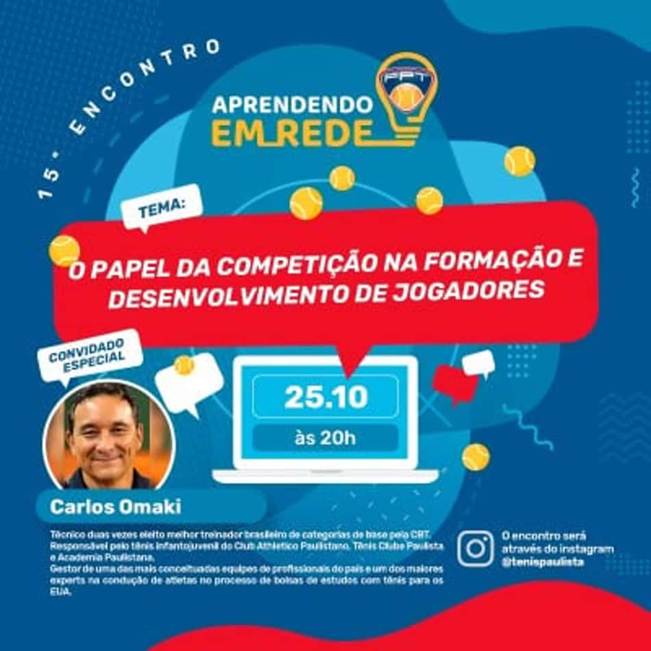 Carlos Omaki dará palestra online sobre o papel da competição na formação do tenista