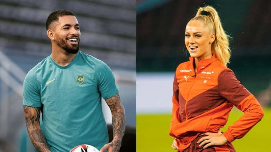 Douglas Luiz aparece em clima romântico com companheira do Aston Villa