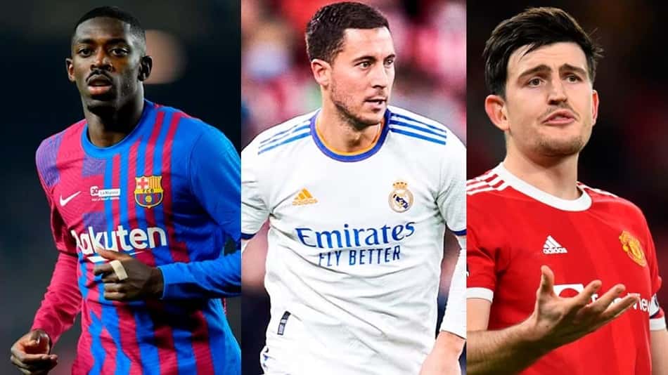Dembelé (Barcelona), Hazard (Real Madrid) e Maguire (Manchester United).