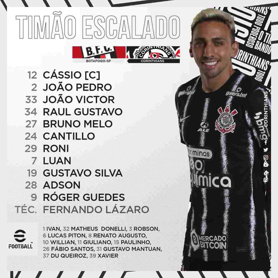 Fernando Lázaro promove diversas mudanças e estreias no Corinthians contra o Botafogo-SP