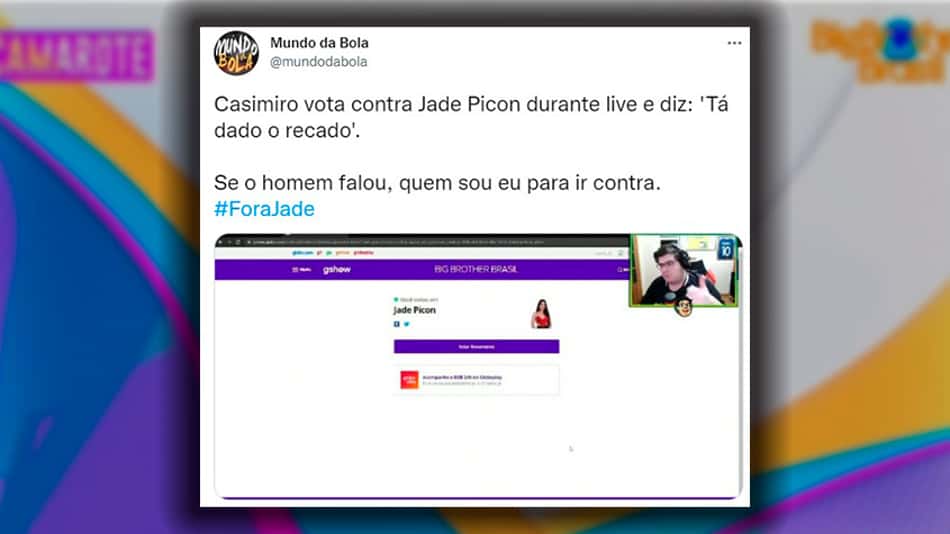 Apoio a Arthur! Fãs de futebol se unem em torcida contra Jade Picon em paredão do BBB; veja