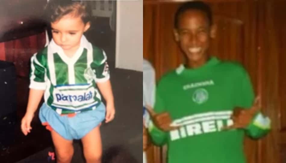 Infância alviverde: Neymar e Bruna Biancardi tem fotos com camisa do Palmeiras quando crianças