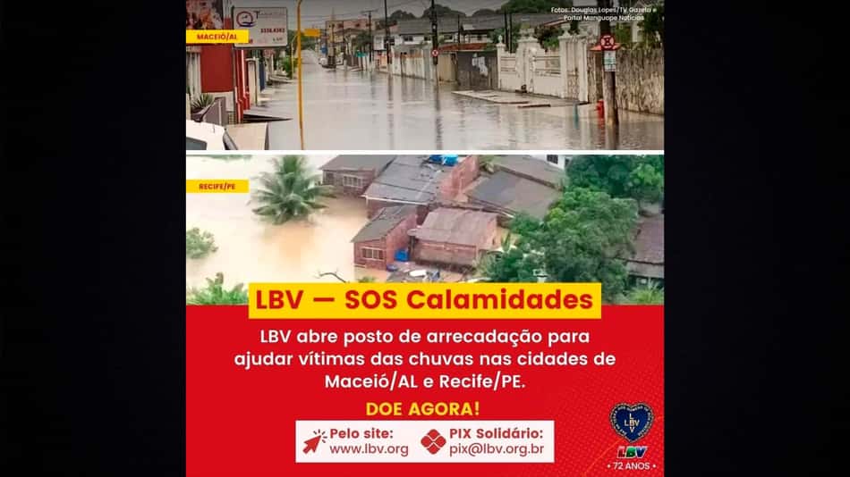 Comunidade da luta se une à LBV para ajudar famílias afetadas pelas chuvas em Alagoas e Pernambuco