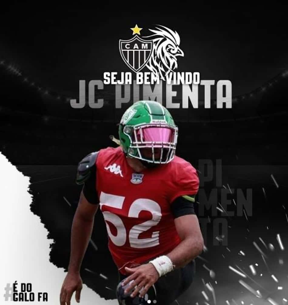 Galo futebol americano anuncia linebacker JC Pimenta