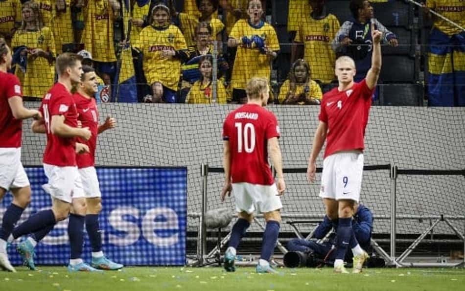 Haaland marca duas vezes, e Noruega vence a Suécia pela Nations League