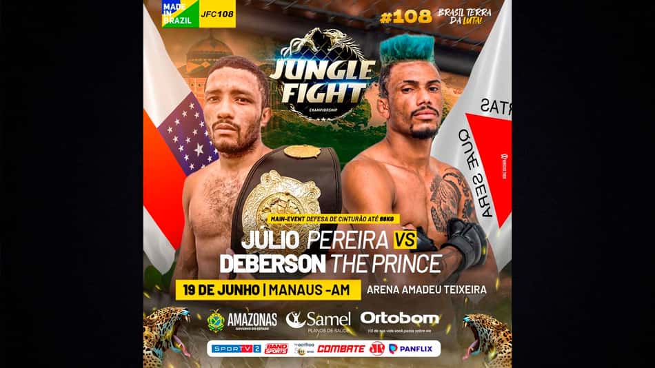 Jungle Fight 108: Júlio Almeida defende o cinturão dos penas contra Deberson 'The Prince' em duelo de nocauteadores, em Manaus