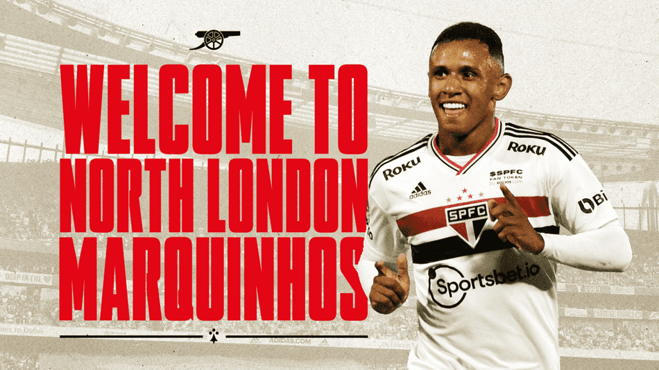 Marquinhos, cria da base do São Paulo, é anunciado como reforço do Arsenal