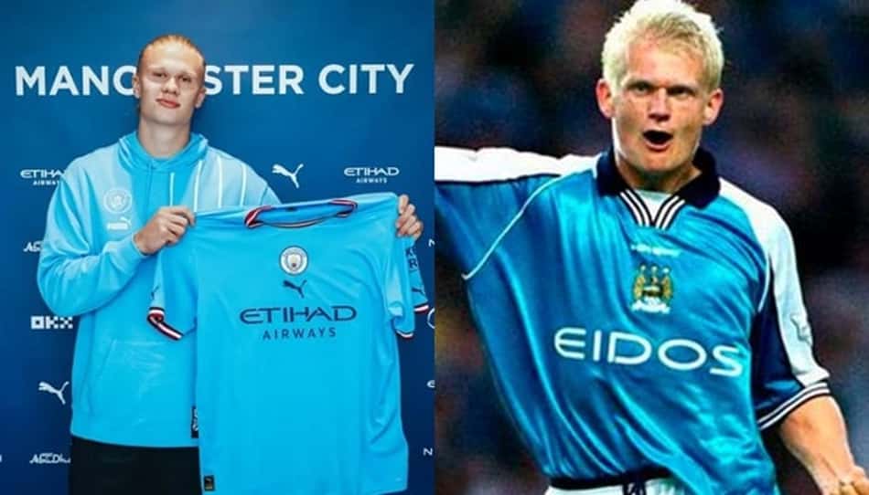 VÍDEO: Haaland reage a vídeos antigos de seu pai jogando pelo Manchester City