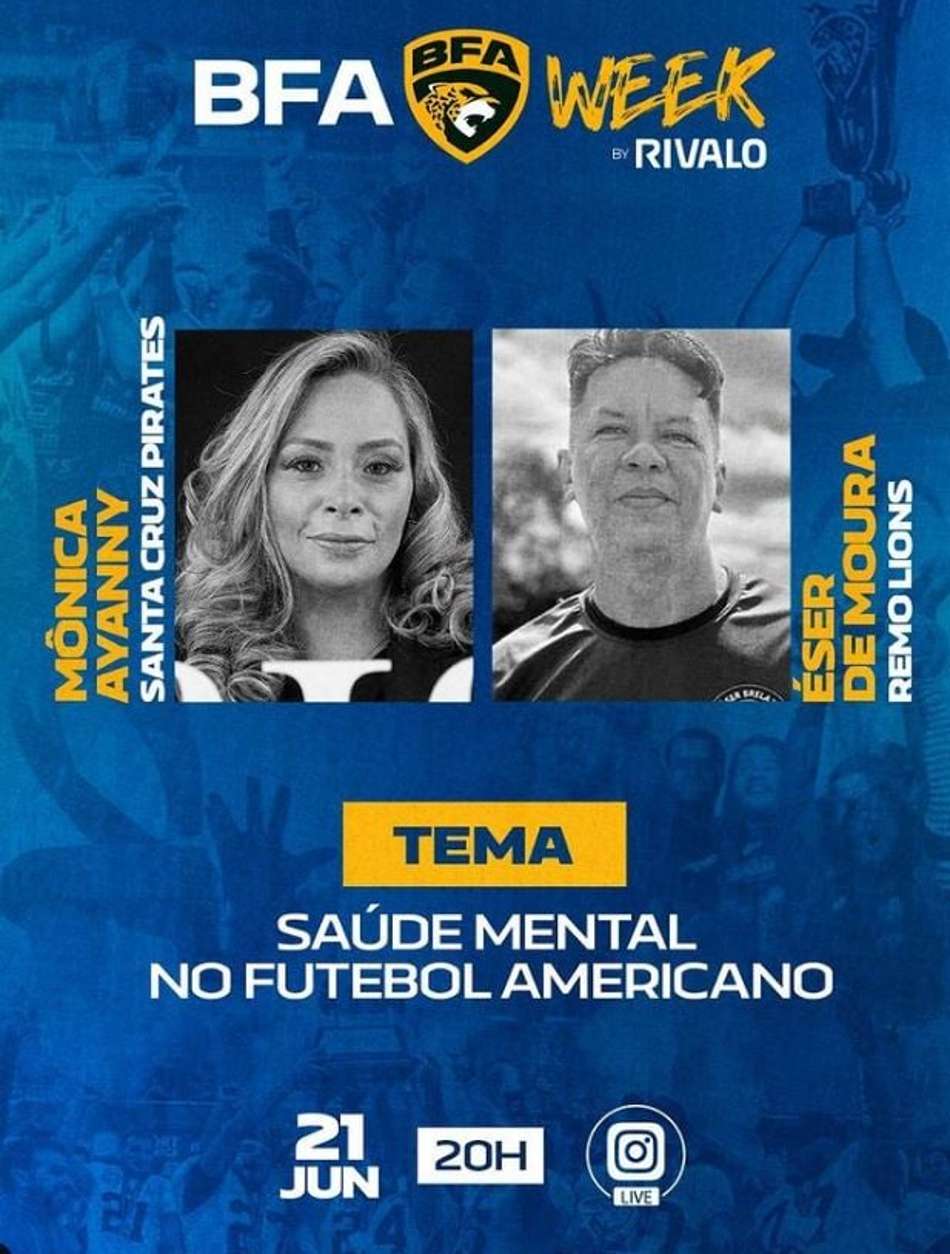 BFA Week debaterá a saúde mental no Futebol Americano nesta terça-feira (21/6)