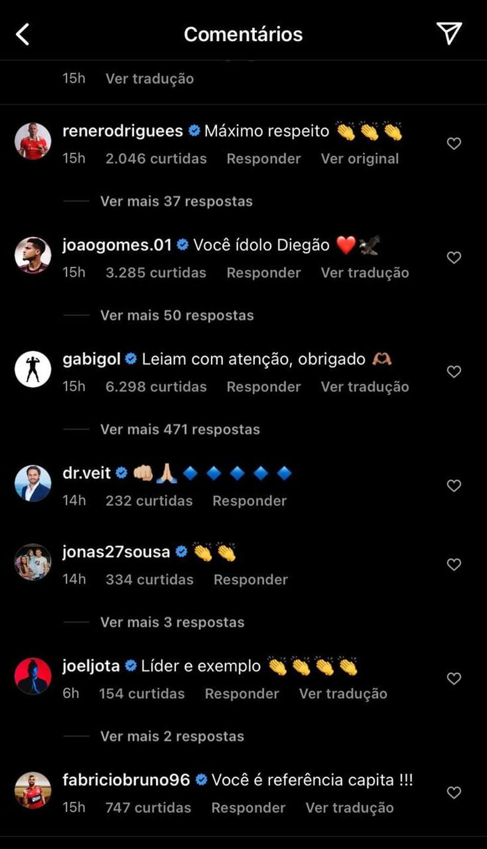 Gabigol - resposta ao post de Digo