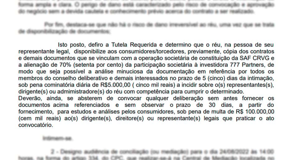Justiça paralisa SAF Vasco